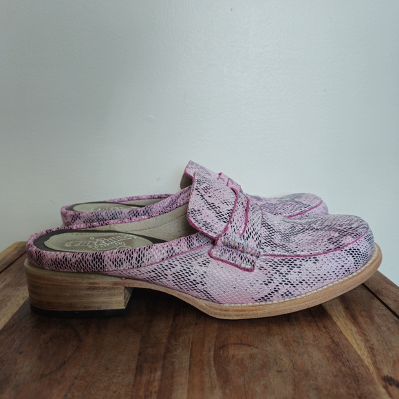 Freebird by Steven Mules Pink Leather Blush Snake & Green Croc Shoes Wms Size 8 - Picture 12 of 15